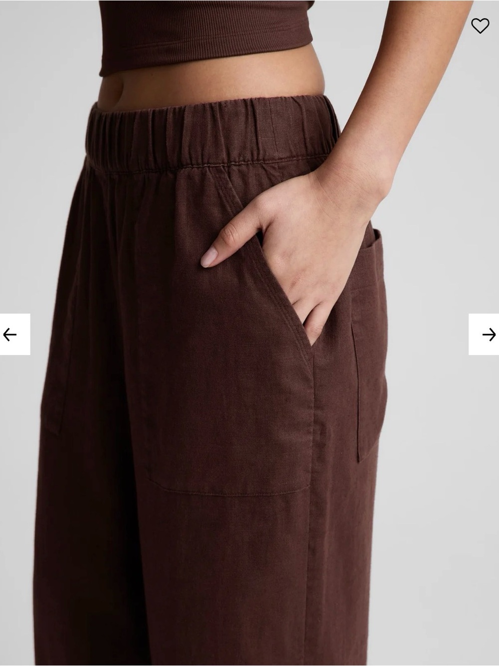 BNWT Beyond Yoga SoftWash Linen Easy Wide Leg Pants Brown Size XS 100% Linen - Picture 3 of 6